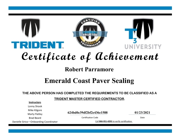 Certificate trident advanced training robert parramore